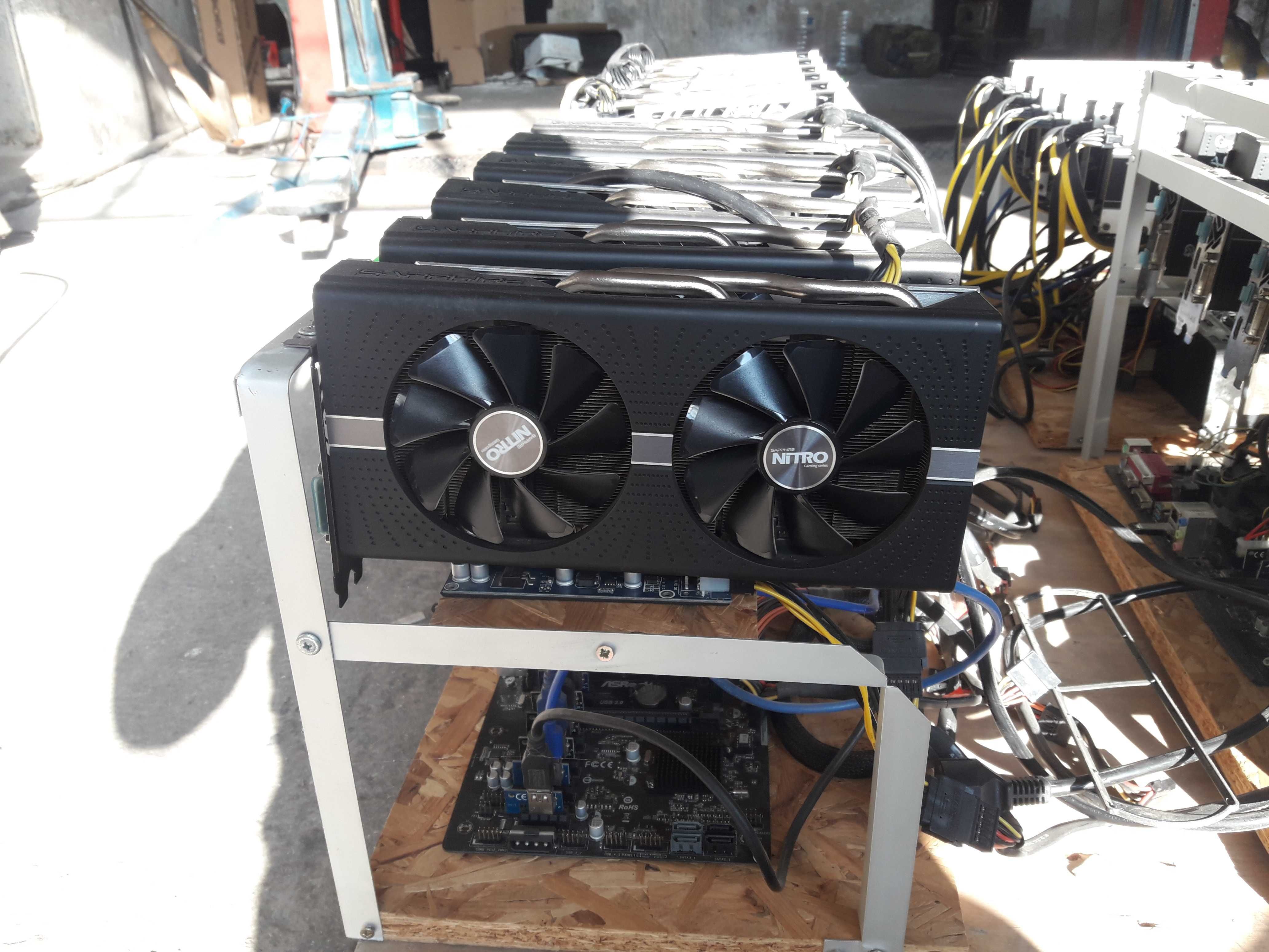 Продавам 4бр Майнинг ригове с по 6 Sapphirе Nitro