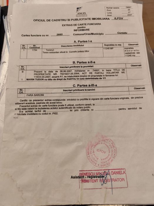 Vând teren Clinceni Ordoreanu