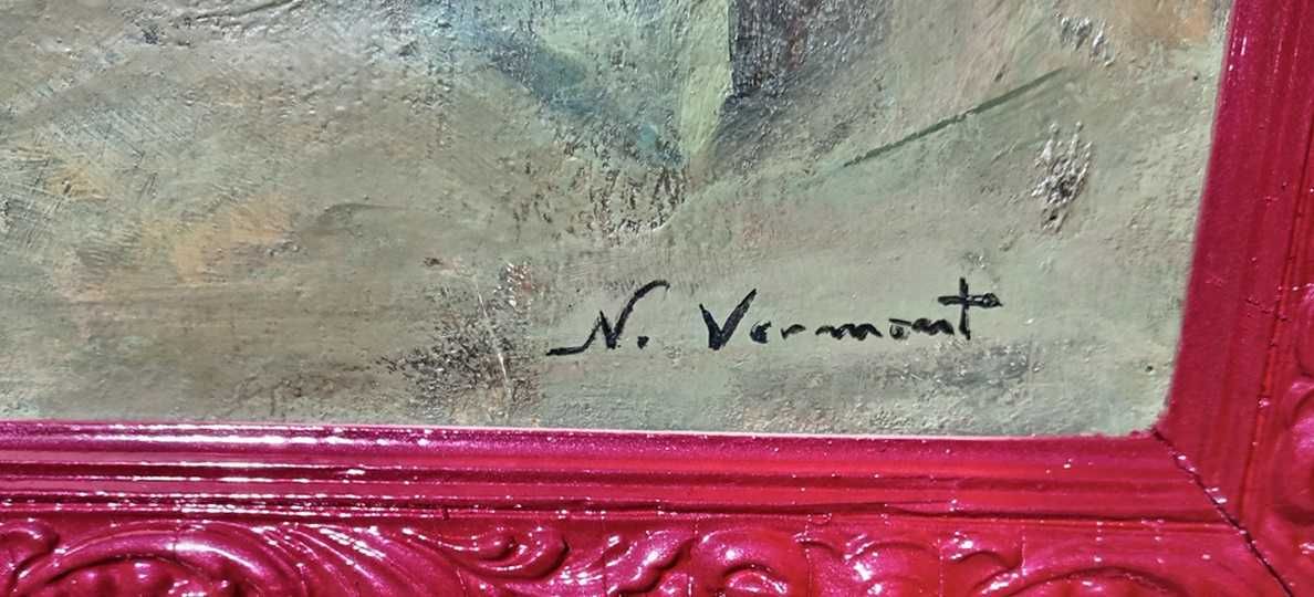 Tablou vechi - flori galbene - semnat N. Vermont