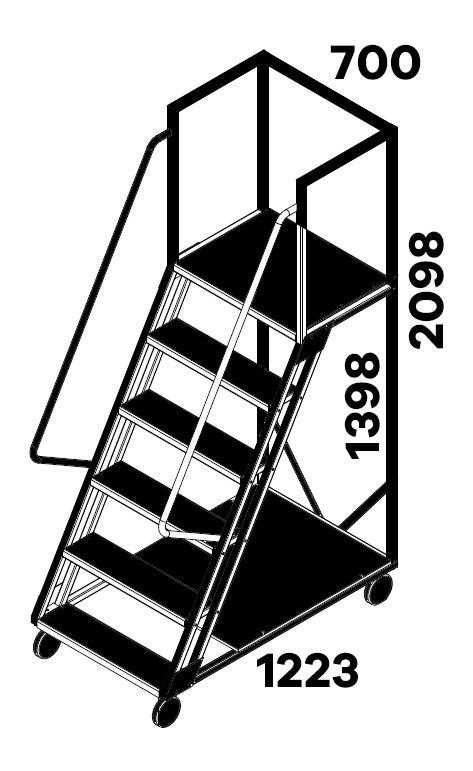 Scara cu platformă HK – 1398x1223x700 mm, 5+1 trepte