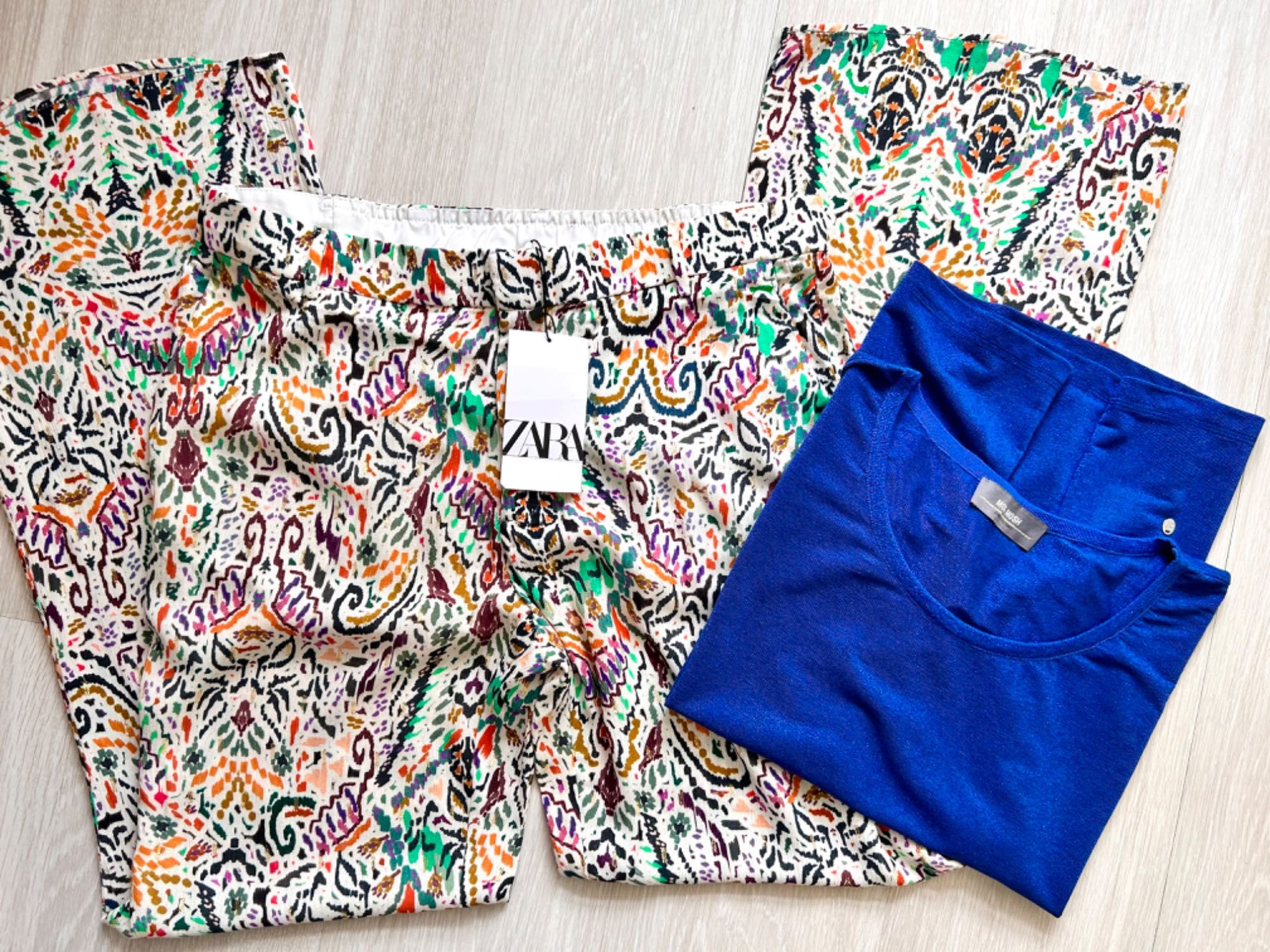 Нов цветен панталон  Zara & топ Mos Mosh