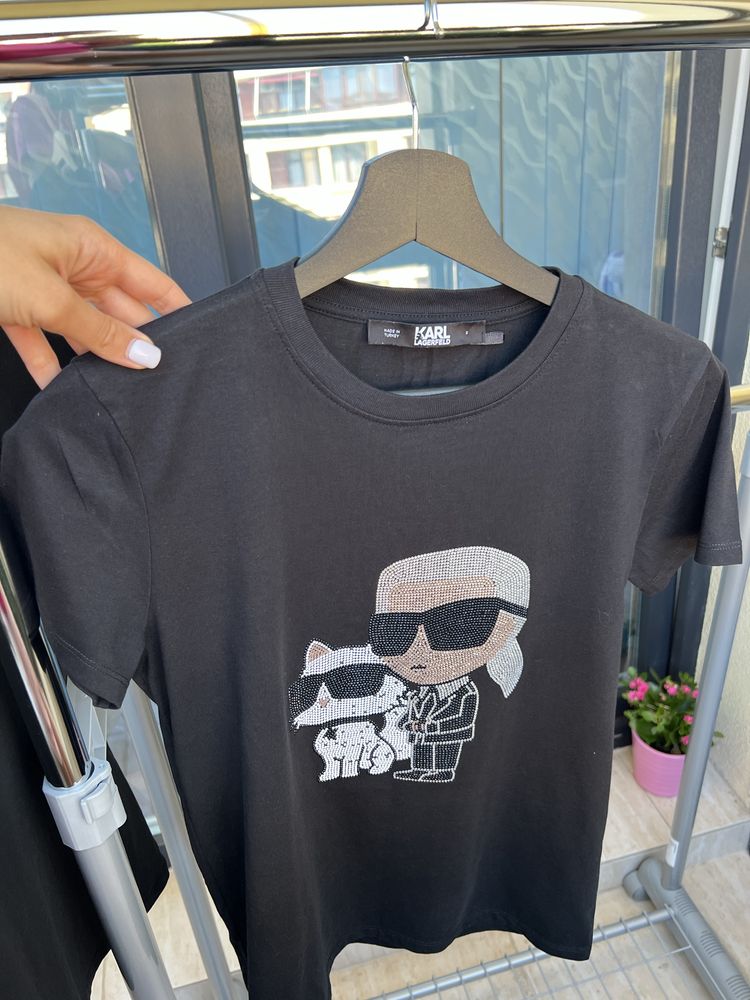 Karl Lagerfeld тениска с блестяща апликация