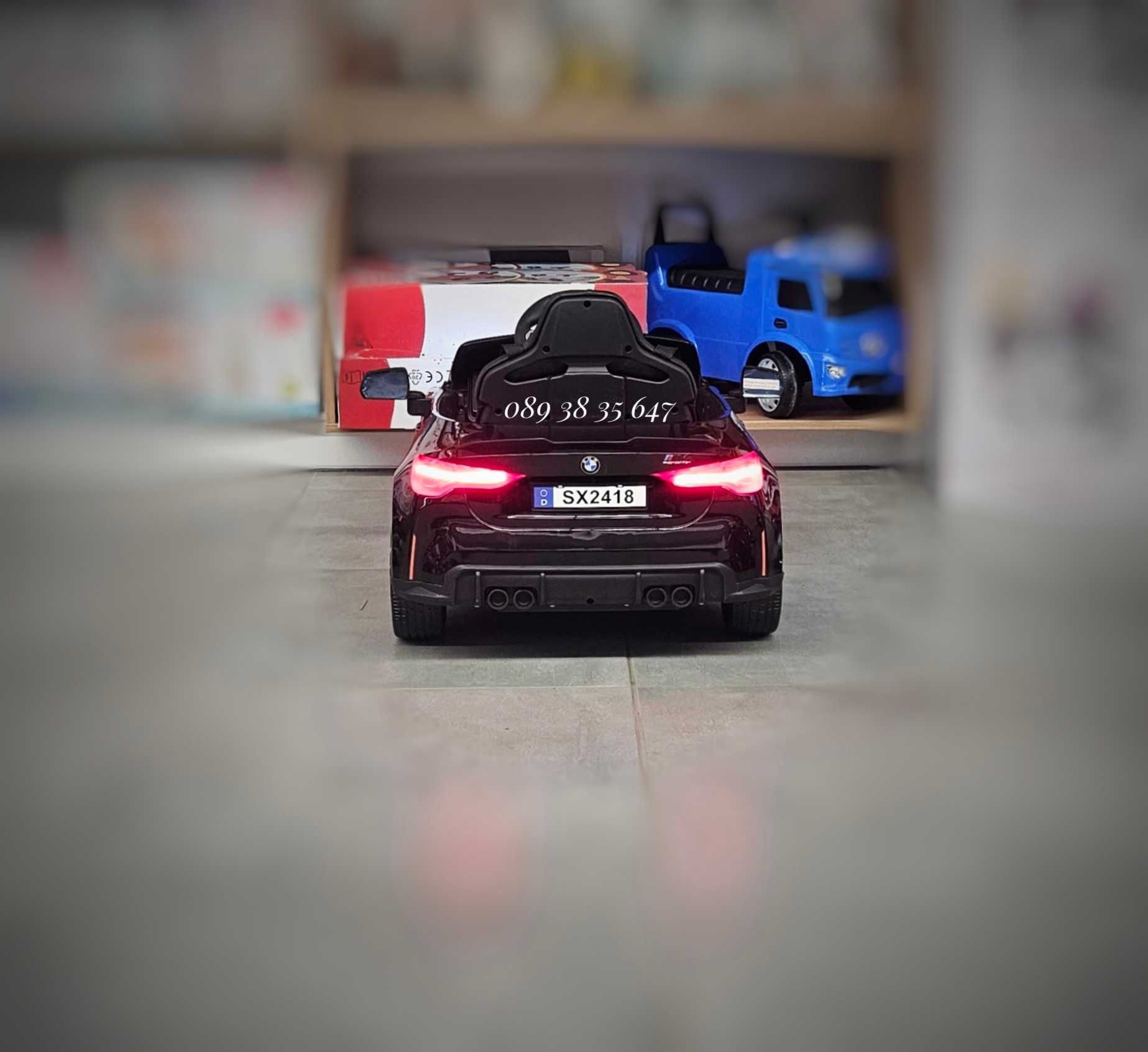 ТОП ЦЕНА!НОВО!Акумулаторна кола BMW M4 с 12V,меки гуми,кожена седалка