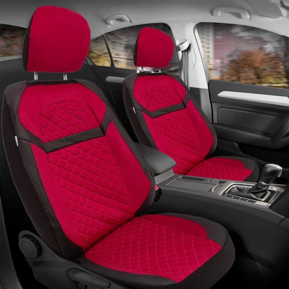 Huse scaune auto , piele ecologica cu velur negru, fata-spate