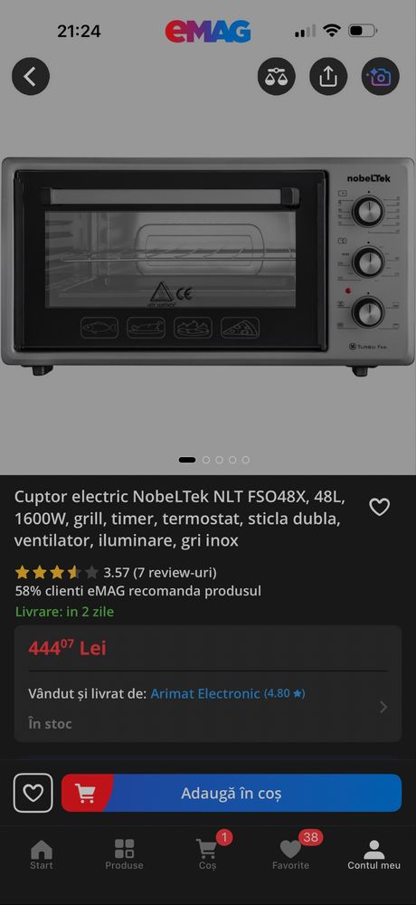 Cuptor electric NobelTek 48L