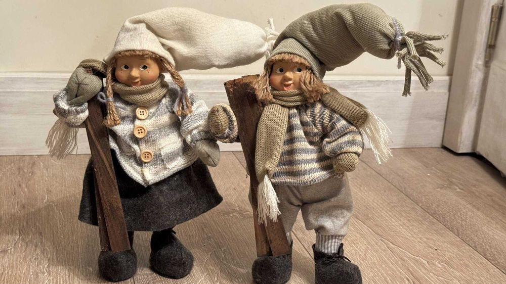 Винтидж двойка Коледни скиори– Норвегия.