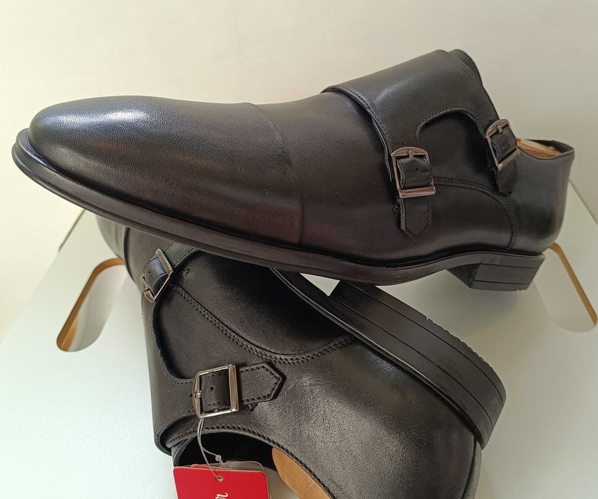 Pantofi monk 44 44.5 premium S'Oliver NOI piele naturala moale