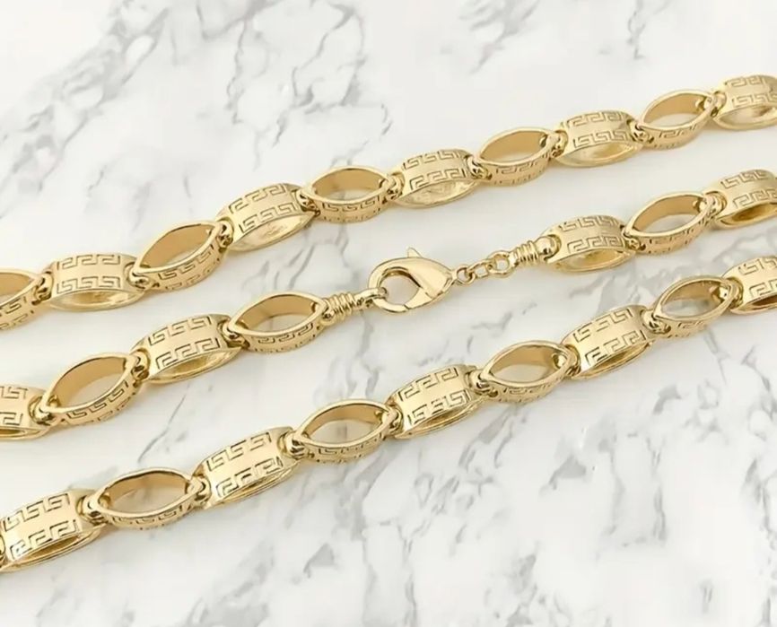 Lanț și brățară placate cu aur 18k model versace