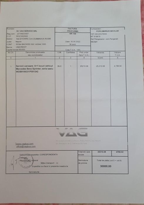 Sprinter Mercedes-Benz 2019 cu 104.000km