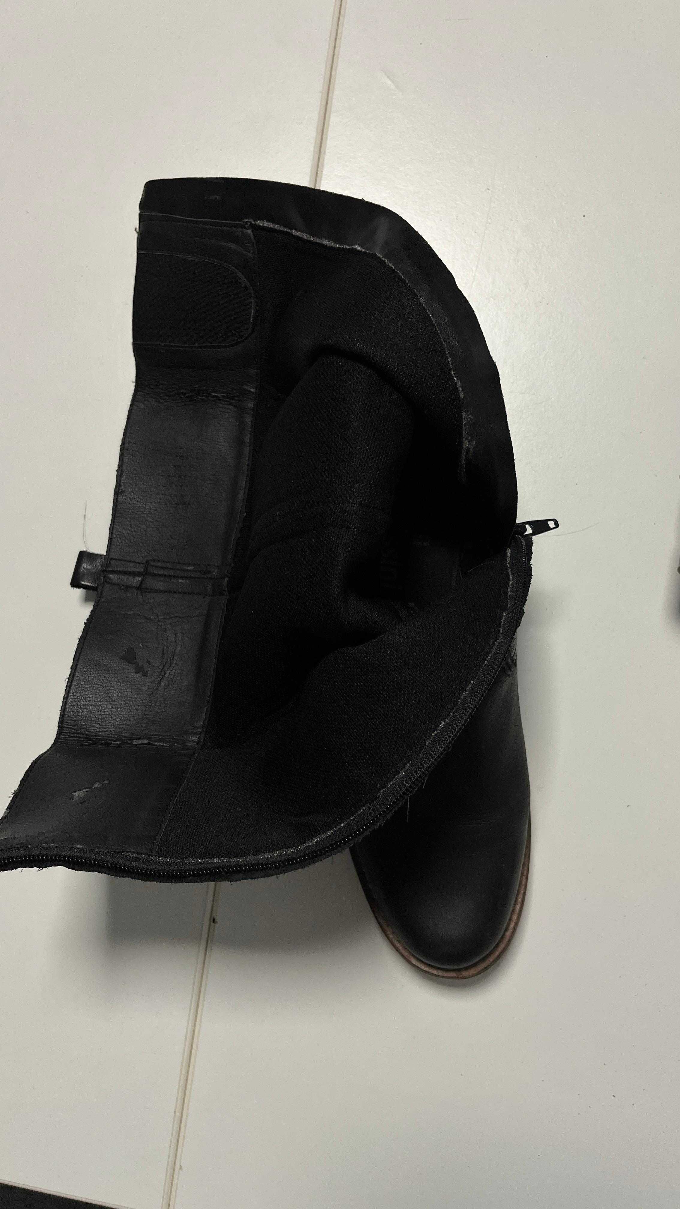 Cizme inalte fara toc negre, piele, marimea 39, Flavia Passini