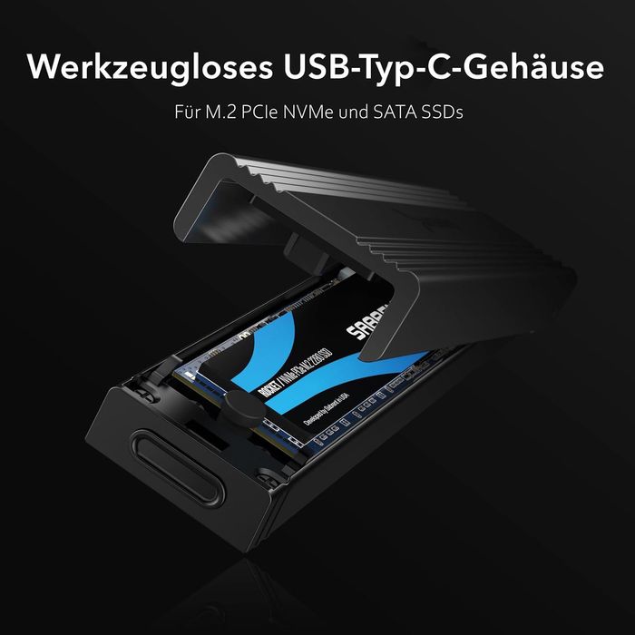 NVMe Enclosure and m2 SATA SSD Adapter USB C 3.2X2 10Gbps Heatsink