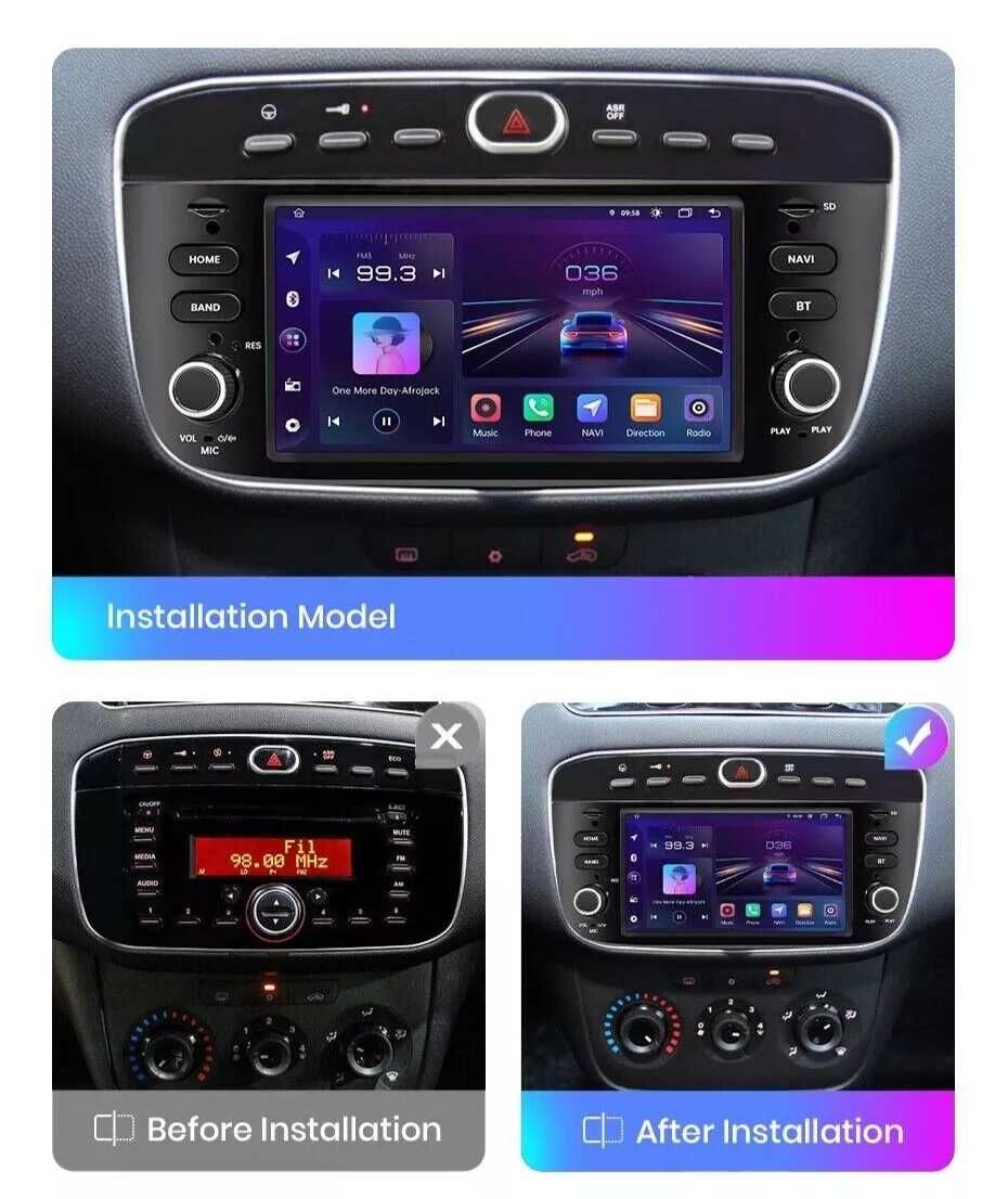 Мултимедия за Fiat Punto Навигация Двоен дин дисплей плеър Android GPS