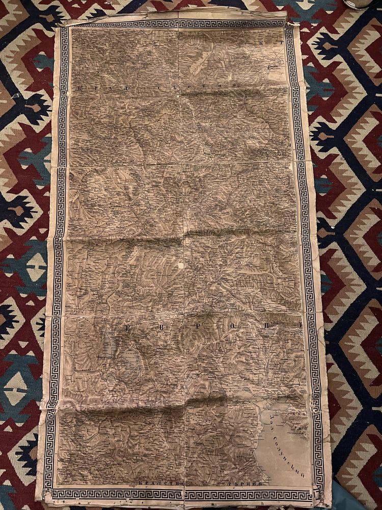 Карта на Бълария с прилежащите ней държави, 122 х 178 см. 1892 г.