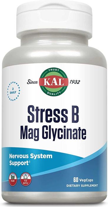 Б Комплекс+ Магний Глицинат KAL Stress B Magnesium Glycinate 60 веган