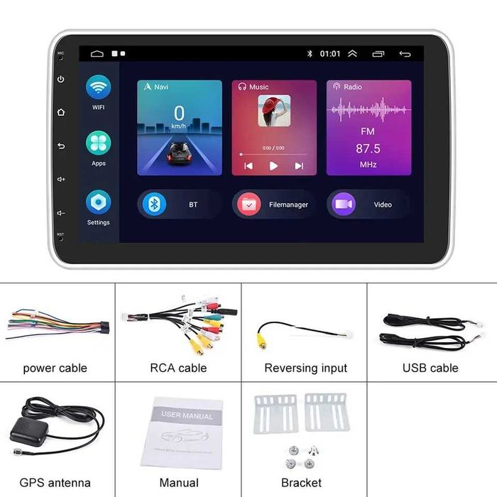Navigatie 1 din universal 10.1 inch, 1+32GB Quad-Core 1.3Ghz, CarPlay