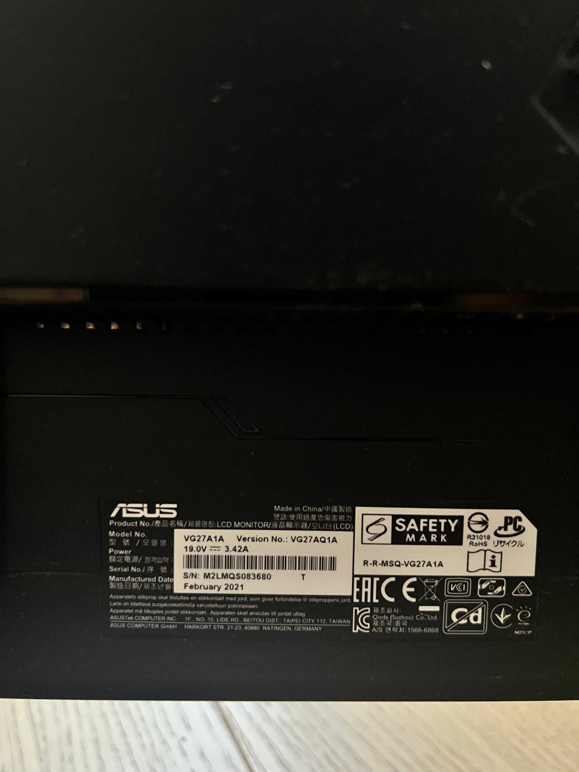Гейминг монитор Asus - TUF Gaming VG27AQ1A, 27'', WQHD, 170Hz, 1ms