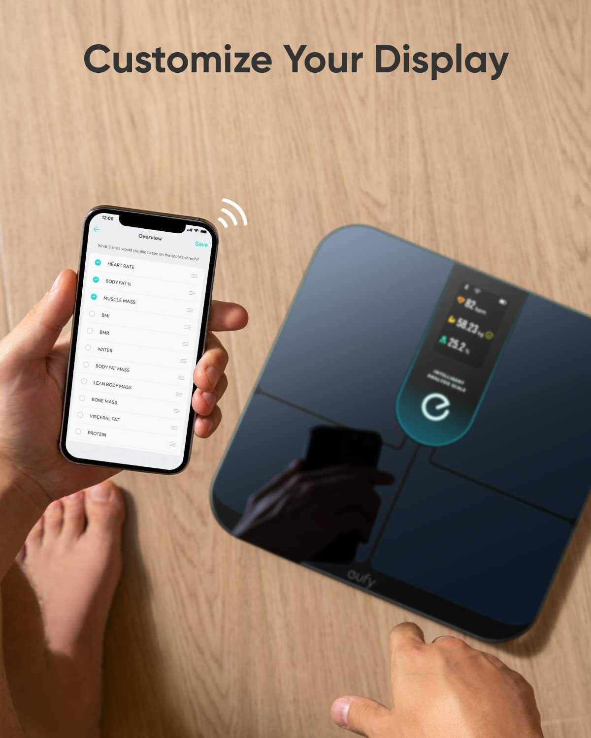 eufy Smart Scale P3,цифрова везна с WiFi и Bluetooth свързаност,16 пар