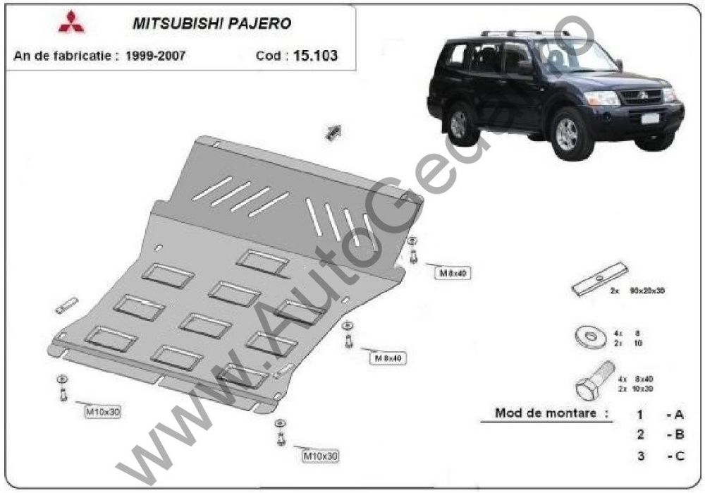 Scut motor și radiator Mitsubishi Pajero3 (V60, V70) Vers2.0 1998-2007