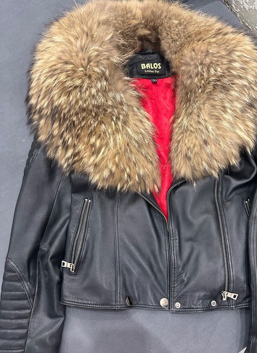 Кожено яке с яка естествен косъм от лисица