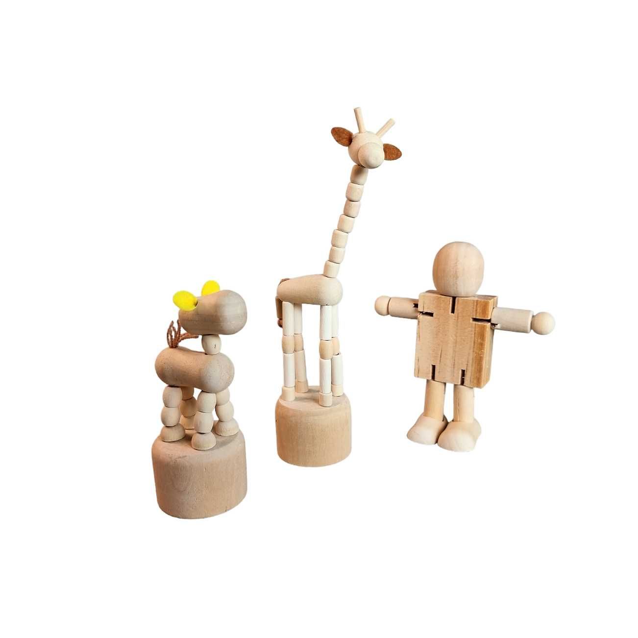 Jucarie Figurina -marioneta mobila lemn GIRAFA/CALUT/OMULET 12 ron/buc