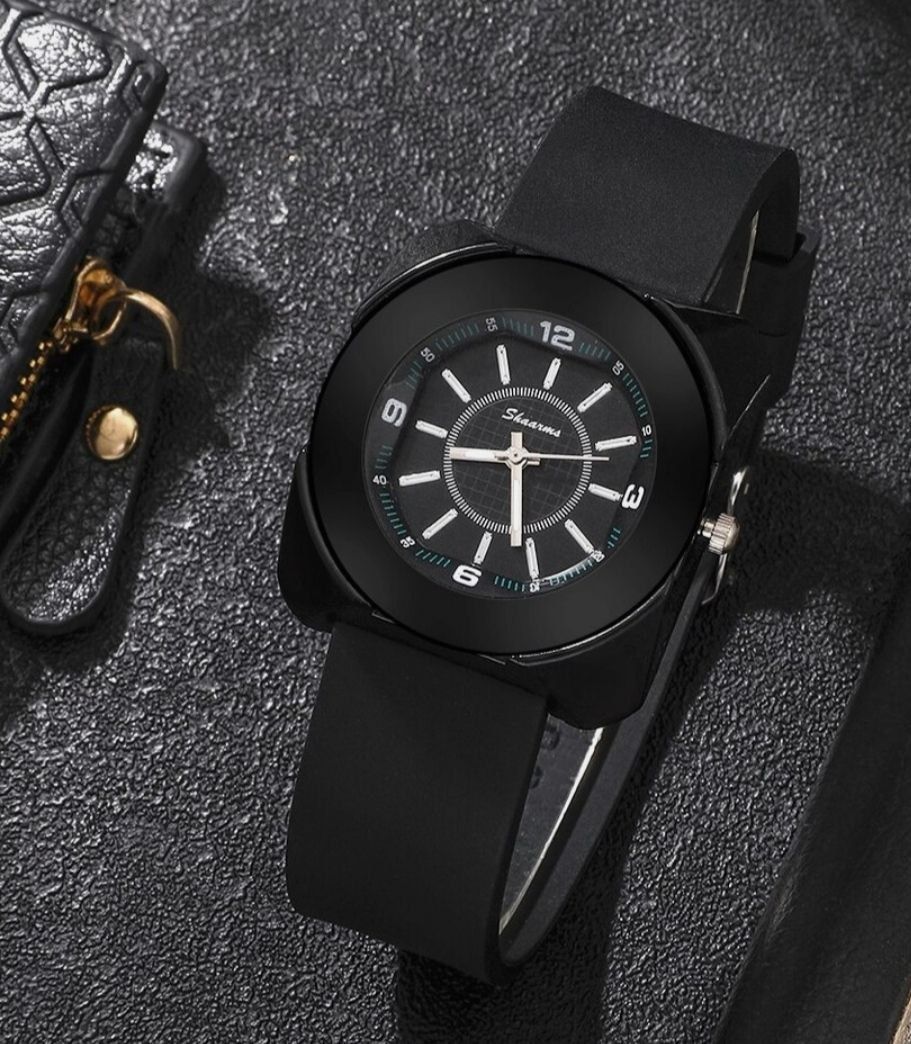 Подарок мужчине стильные кварцевые часы с браслетом