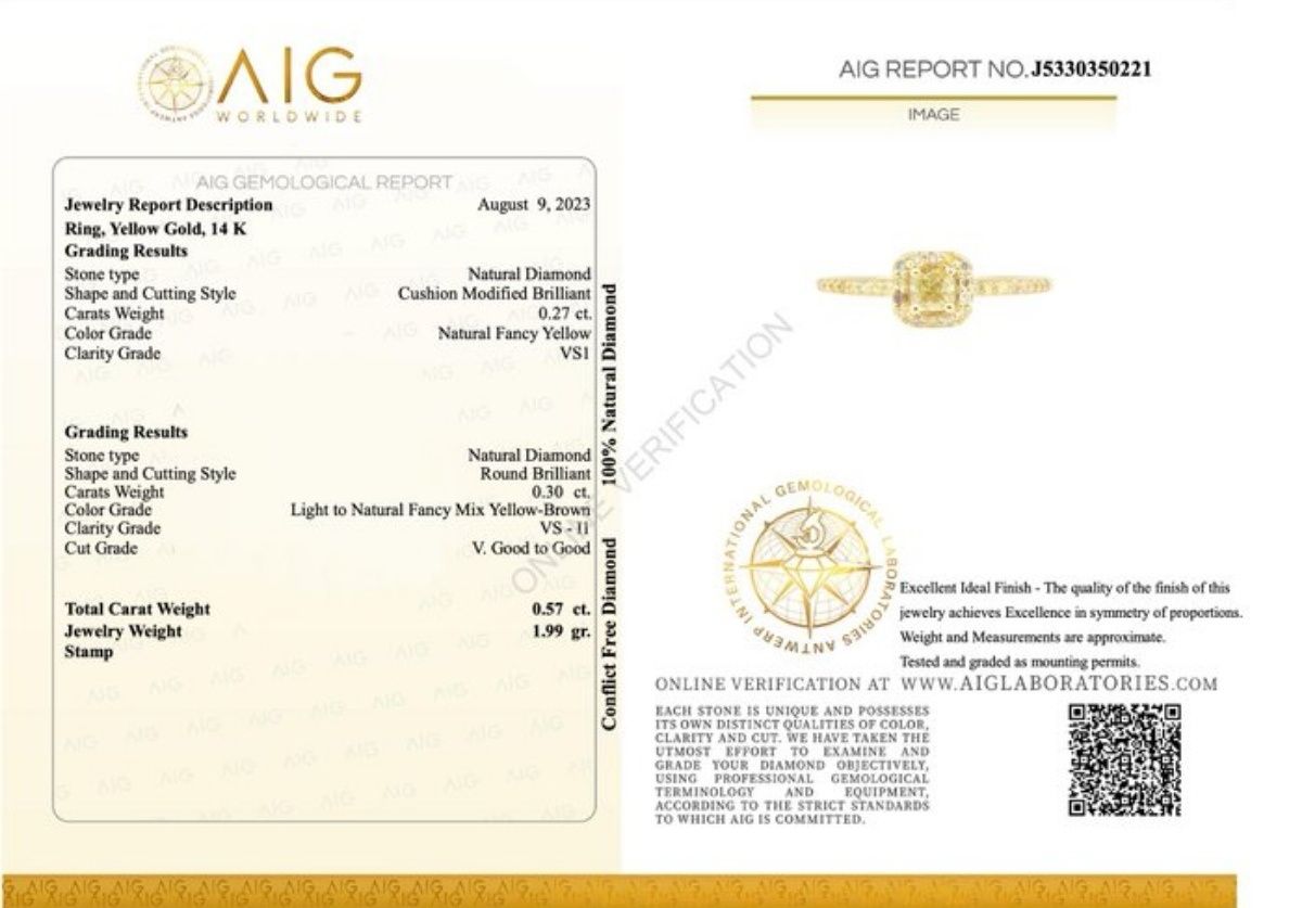 Inel din aur de 14K cu diamante naturale certificate AIG