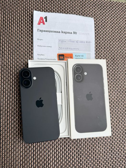24М ГАР  iPhone 16 128Gb  Лизинг от 48лв/м 100% Батерия  Black