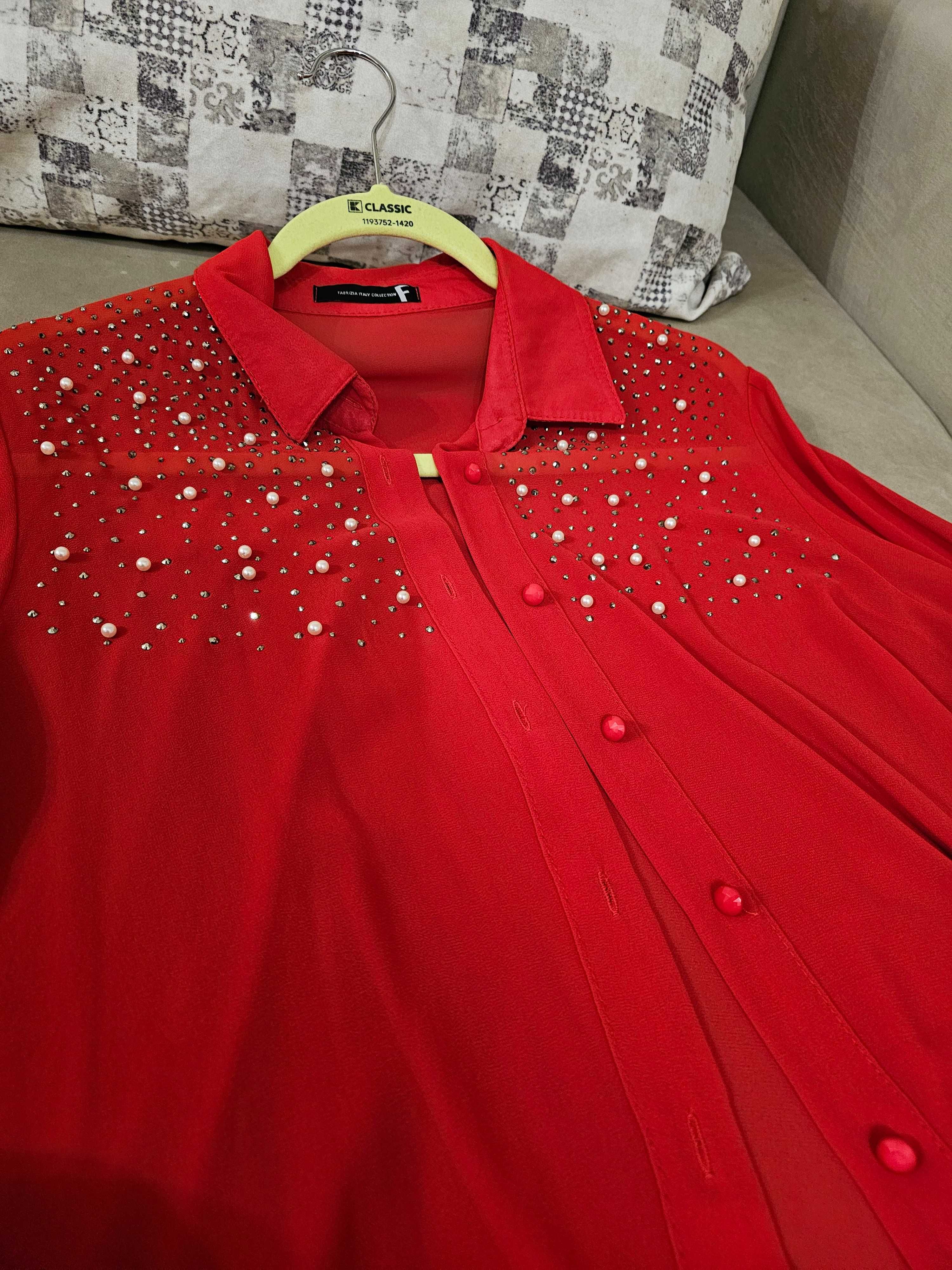 Дамска червена риза S-M