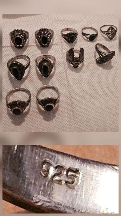 Стари сребърни Немски пръстени - 11 броя ( Проба 925 ) !