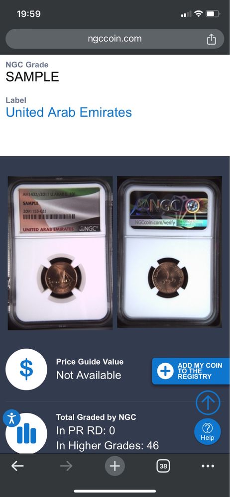 Moneda 10 files arabia grad NGC sample