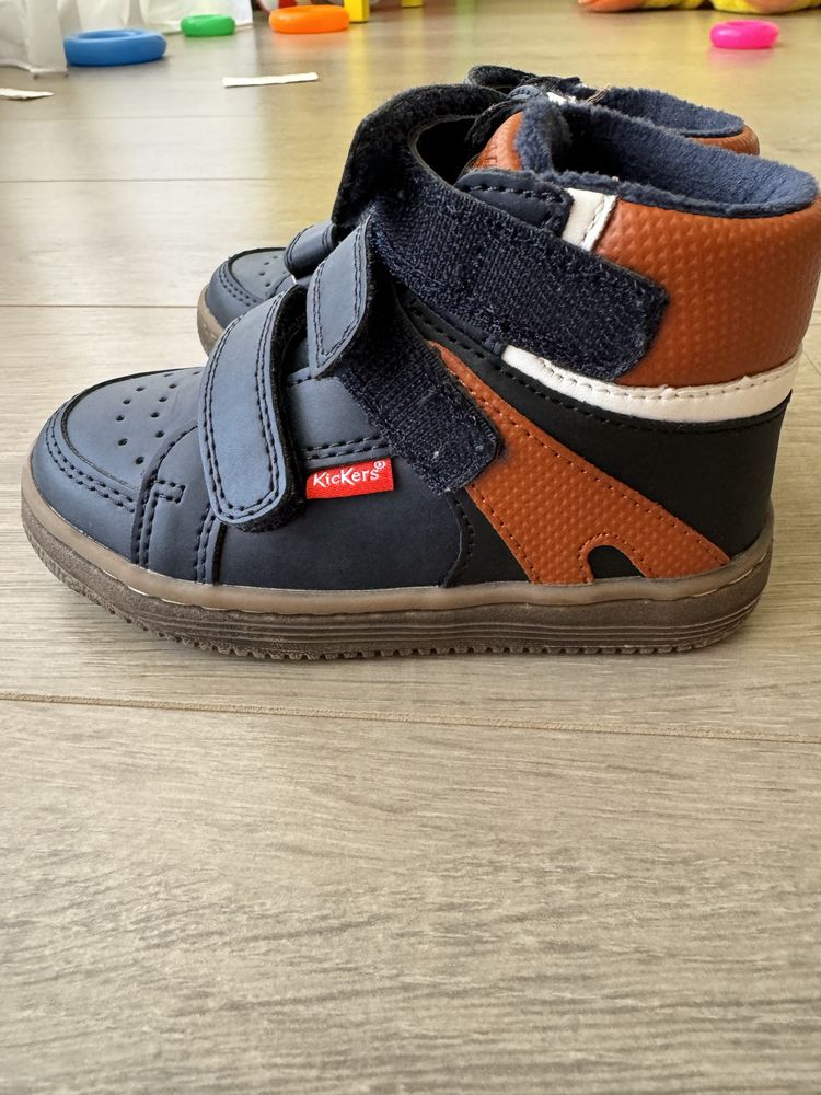 Kickers kids, Pantofi sport high-cut cu inchidere velcro