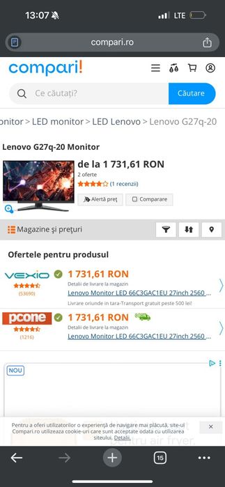 Vând monitor 2k 165hz perfect pentru consola