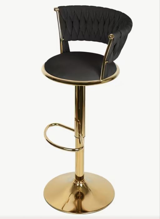 Set 2 scaune rotative de bar catifea neagra sau crem