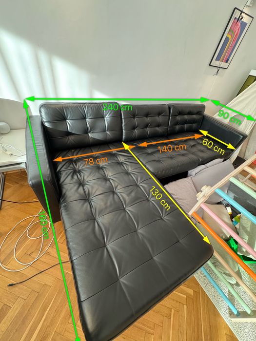 Кожен диван Landskrona и лежанка