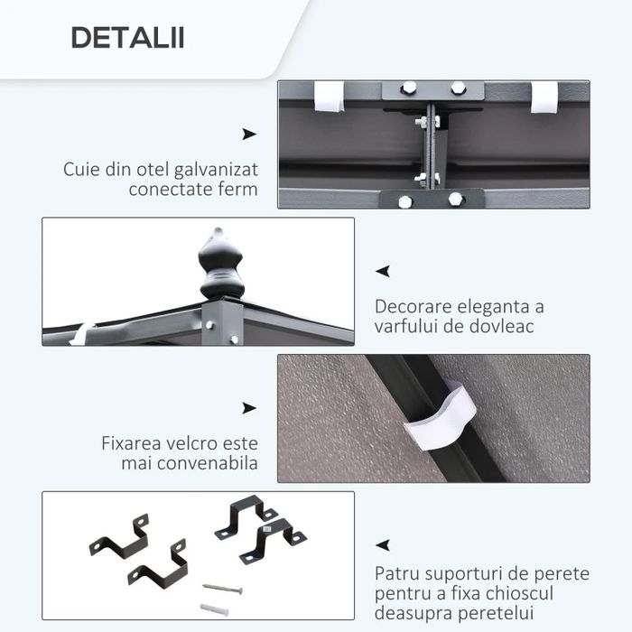 Outsunny Pavilion Cort Foisor 3x3m pentru Gradina sau Terasa, Nou
