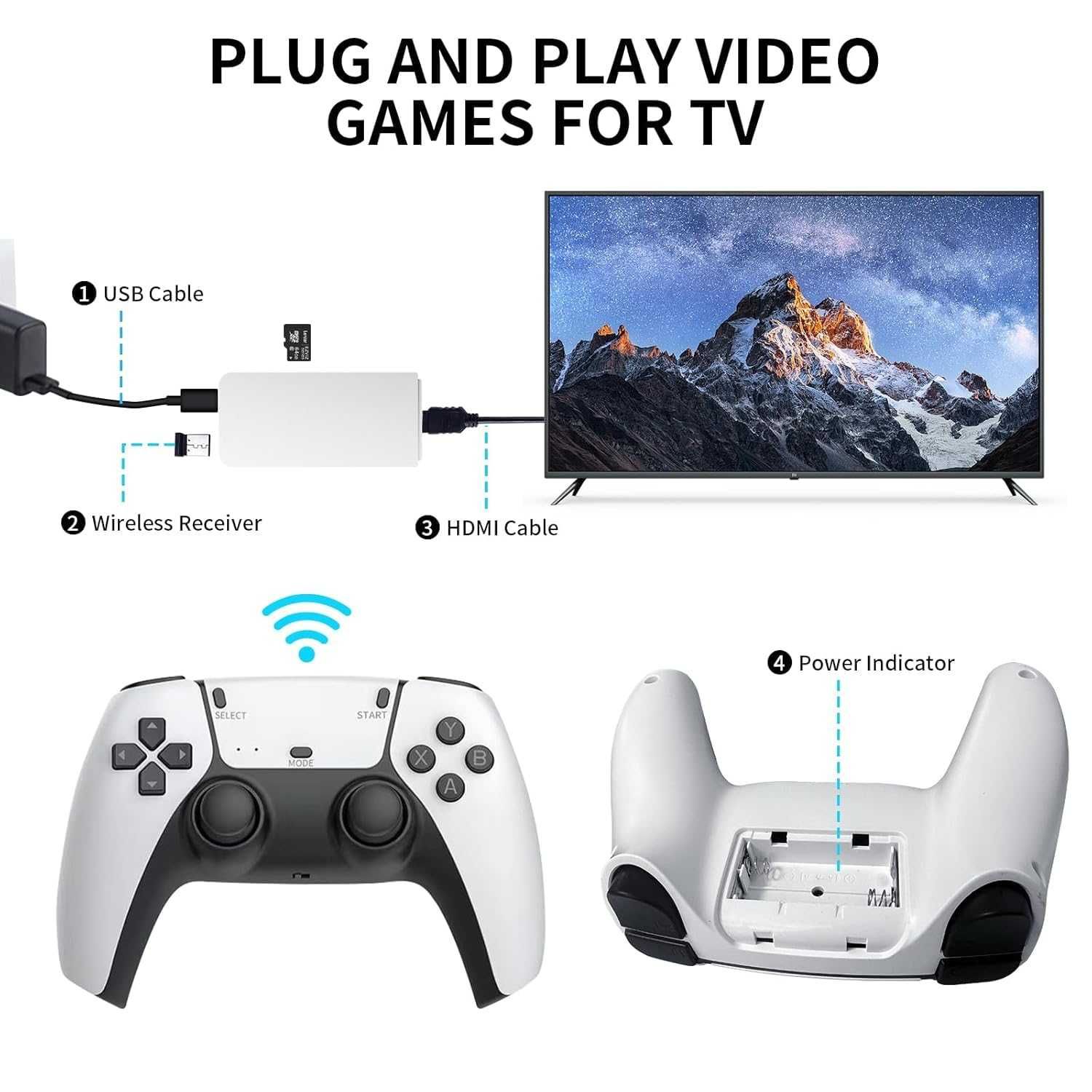 Ретро конзола с 21700+ игри + 2 безжични джойстика