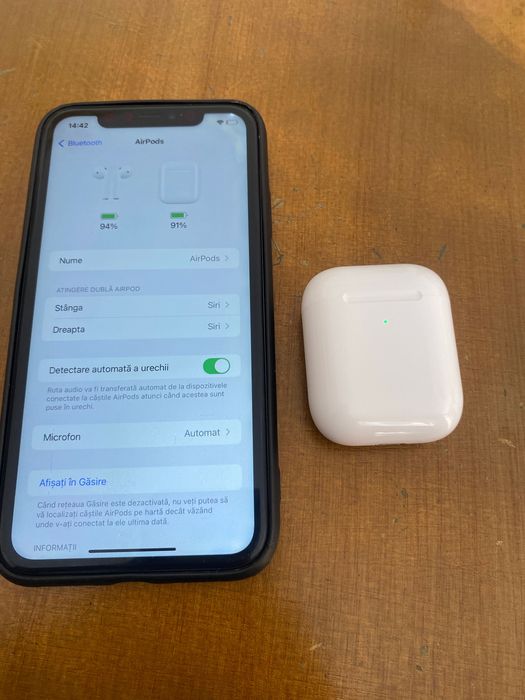 AirPods 2 - Stare excelentă! Noi cutie + cablu
