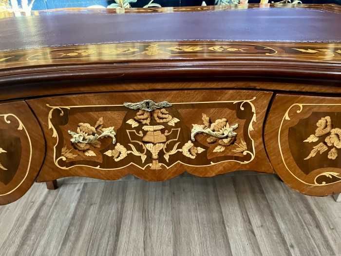 Spectaculos birou Louis al XVI-lea-intarsii-bronz-blat piele-Franta
