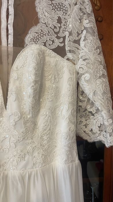 Rochie mireasa dantela voal NOUA