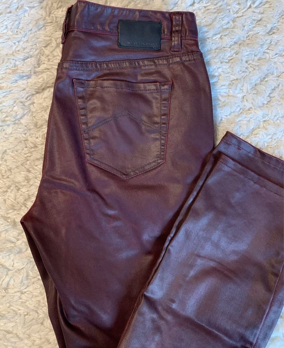 Pantaloni Armani Exchange grena din piele