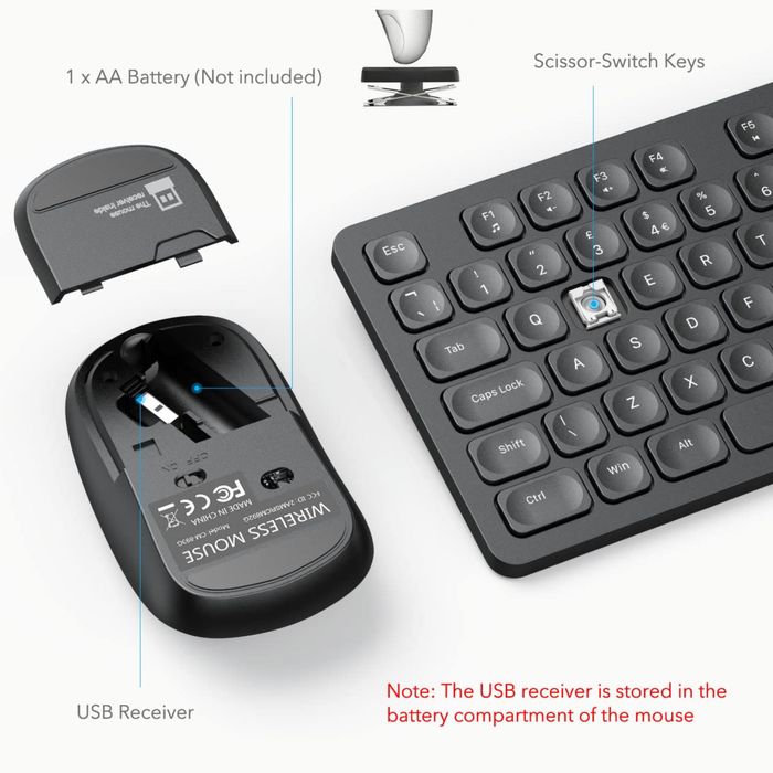 Tastatură și mouse wireless WisFox, 2,4 GHz WisFox