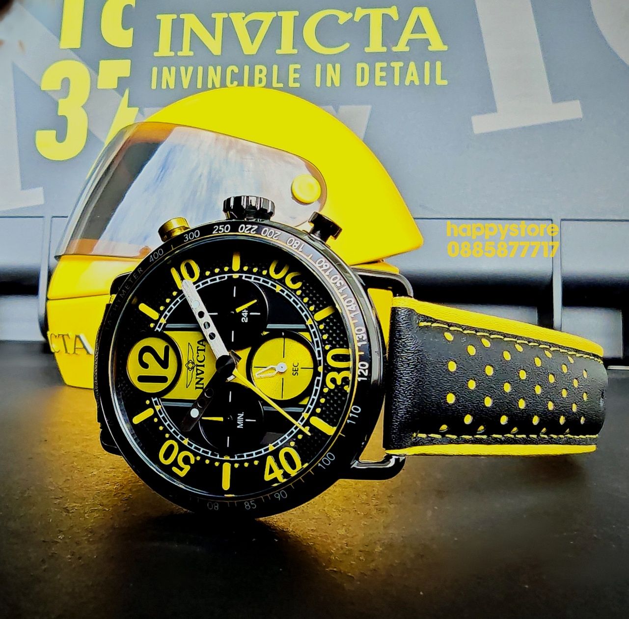 часовник INVICTA Racing Aero Yellow 44 mm, Инвикта нов, ръчен часовник