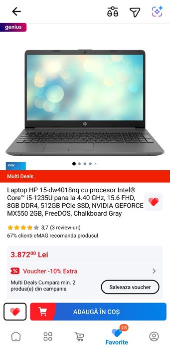 Laptop HP i5 gen 12 8gb RAM placa video dedicata
