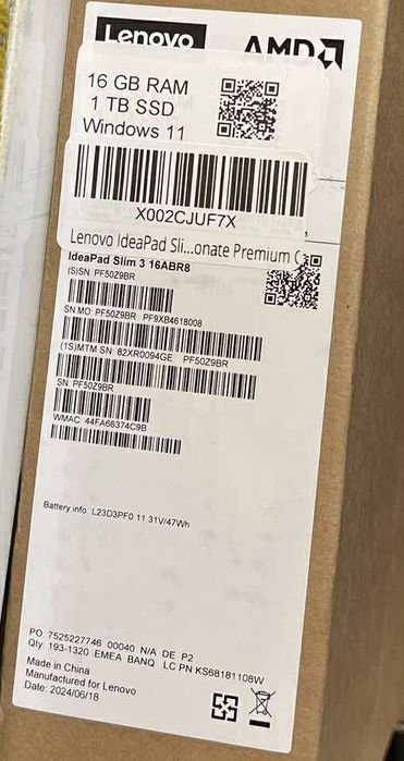 Lenovo IdeaPad Slim 3 16ABR8 • Ryzen 7 • 16GB • 1TB SSD • Nou