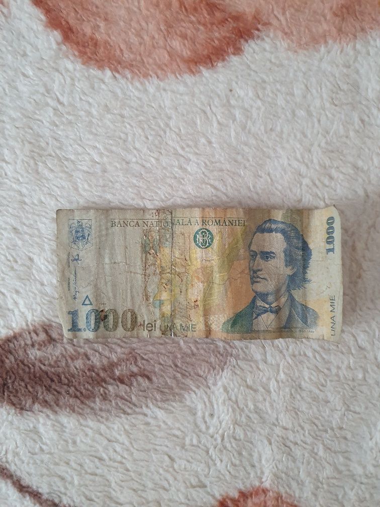 Bancnota 1000 lei una mie lei Mihai Eminescu 1998