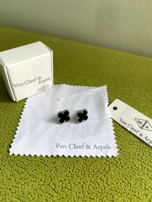 van cleef  сребърни обеци детелина