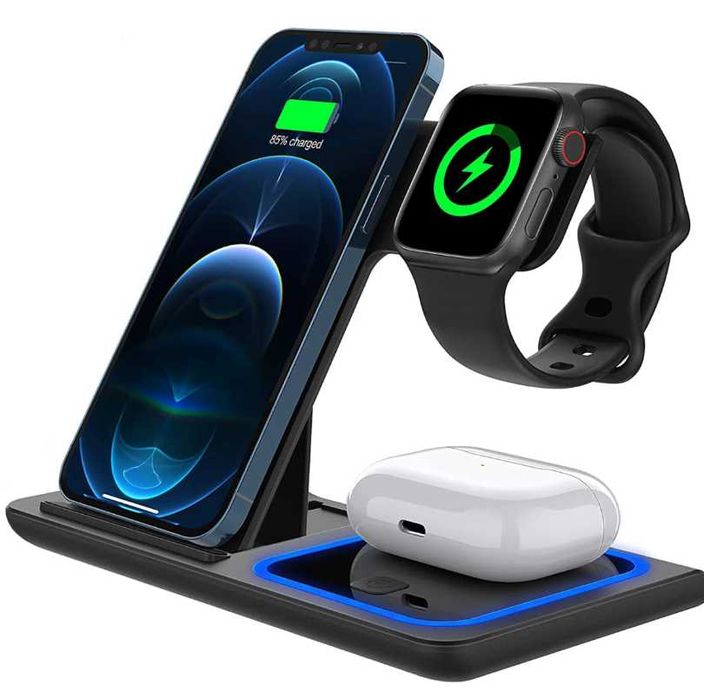 Statie Incarcare rapida 3 in 1 Fast Charger 15W compatibila cu apple