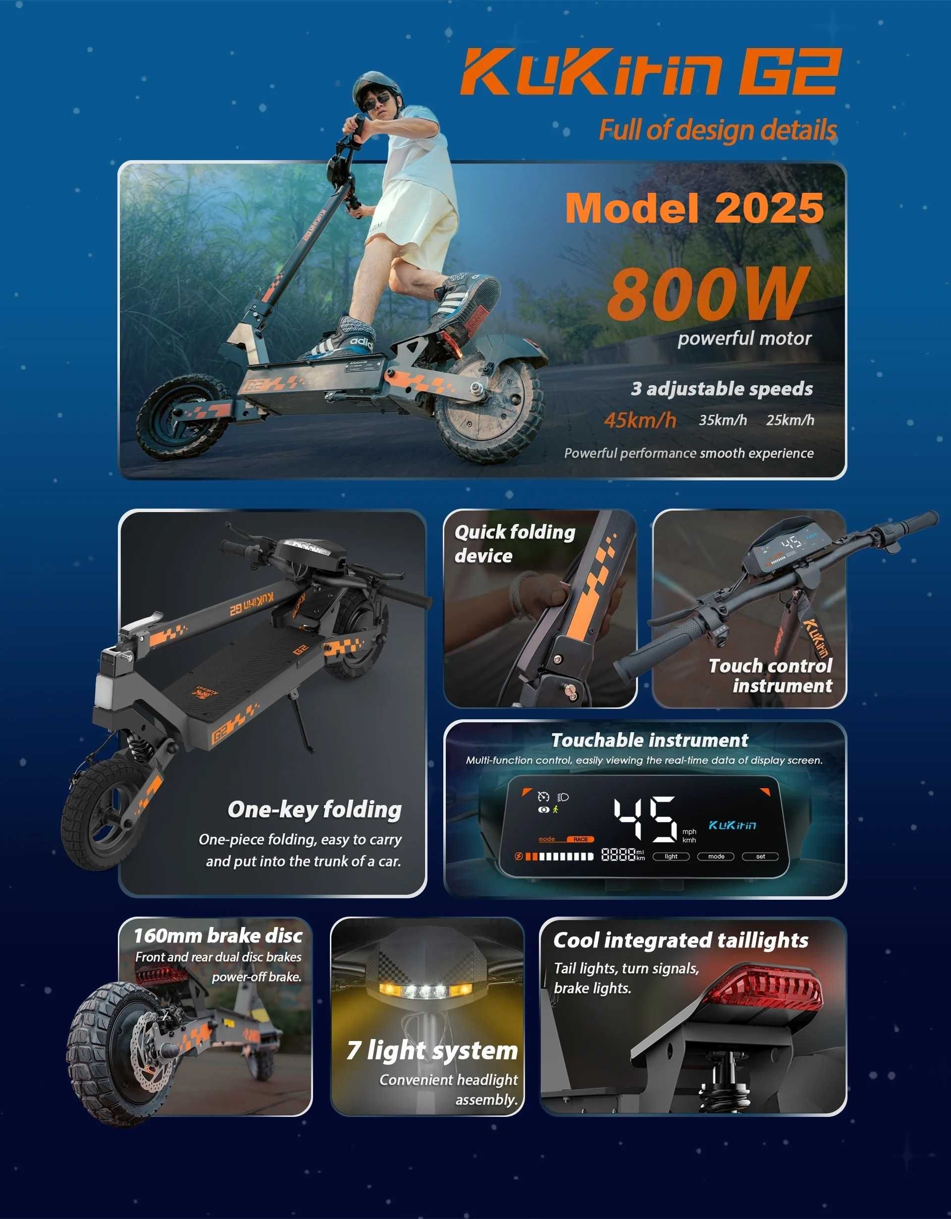 Kukirin G2 (2025) ‼️Noua ‼️Motor 800W - 55km/h, Baterie 48v cu 15.6 Ah