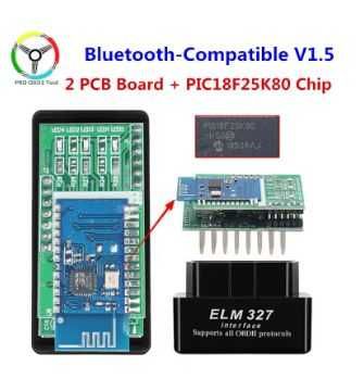 ELM327 OBD2 Bluetooth FW v 1.5 двуплатков - чип PIC18F25K8