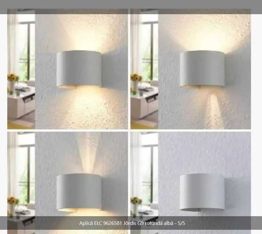 Aplică ELC 9626581 Jördis G9 rotundă albă 2 bucati in stoc
